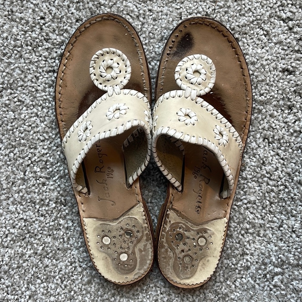 Jack Rodgers Sandals Size 8 Beautiful Cream Color